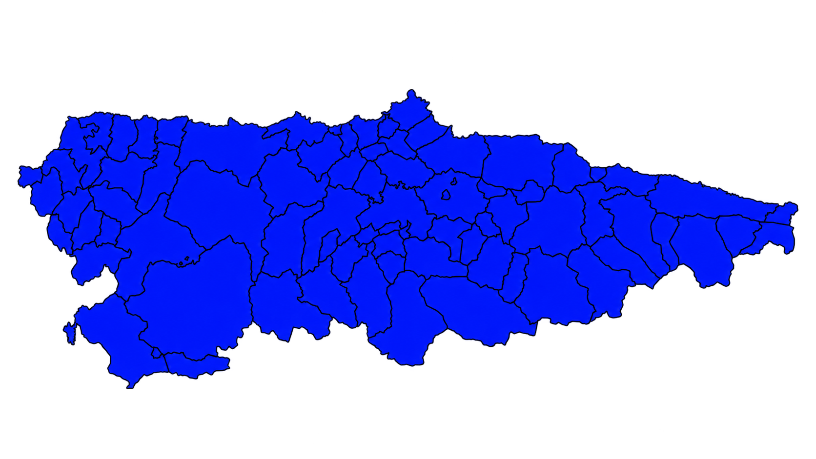 Mapa del Principado de Asturias, zona de producción de la IGP Miel de Asturias